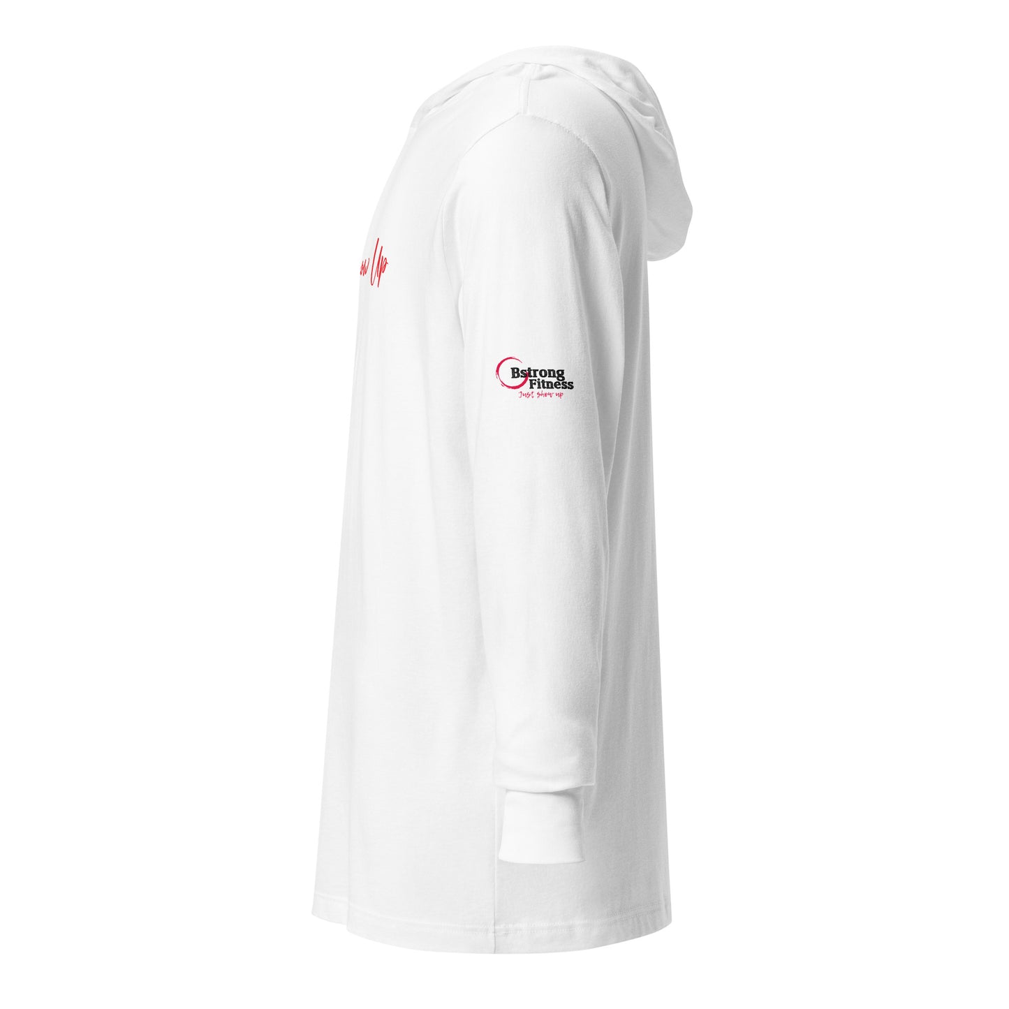 White Hooded long-sleeve tee red logo