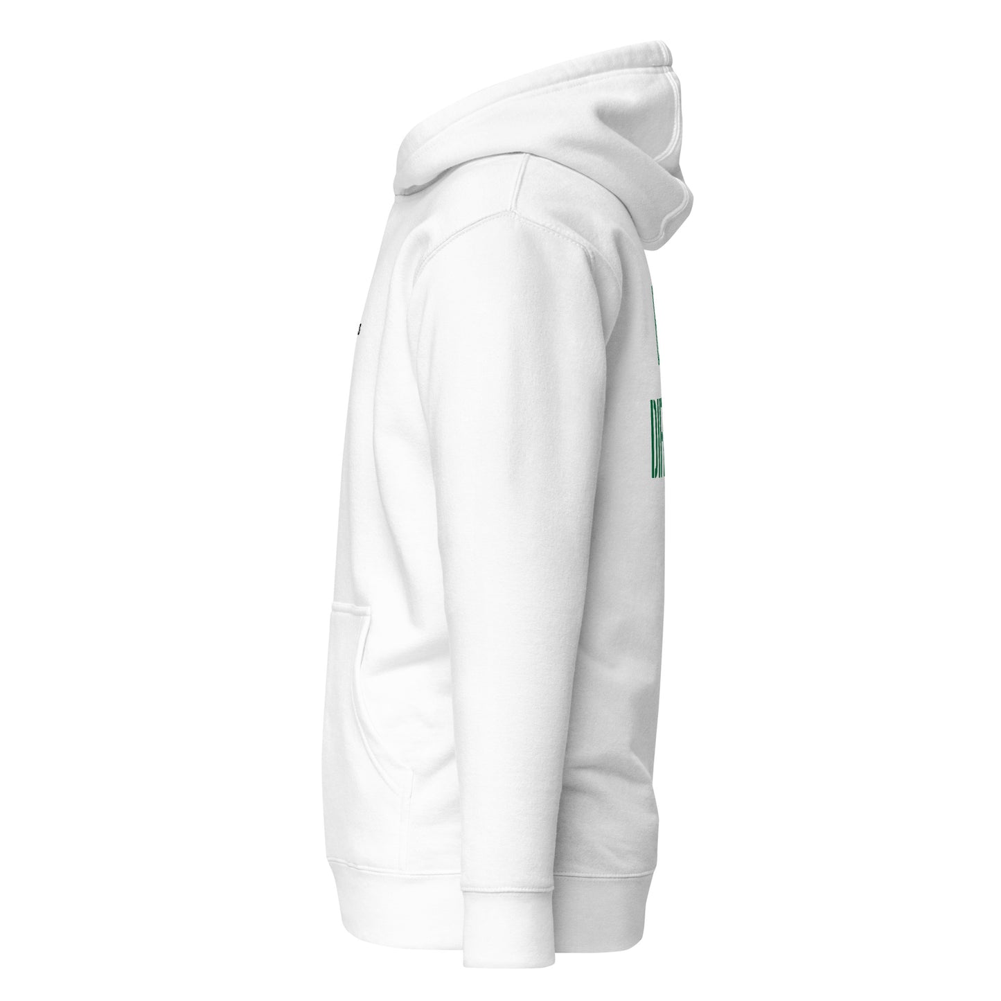 Unisex Hoodie Built DIFFERENT White and Green