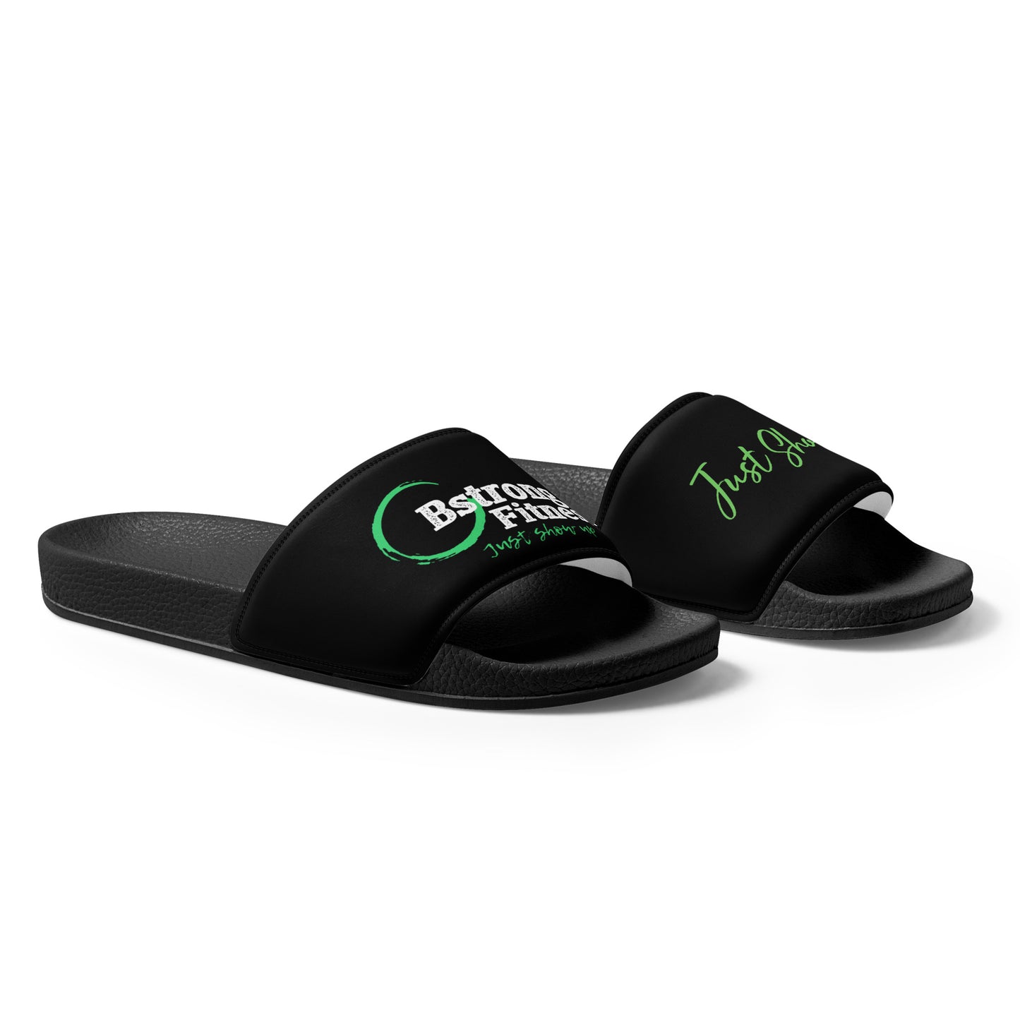 Women's slides Black with Green