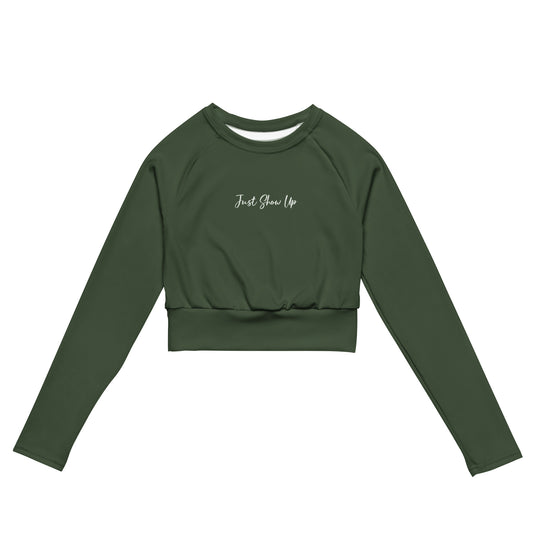 Recycled long-sleeve crop top Green