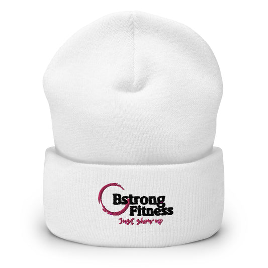 Cuffed Beanie White Classic Pink Logo