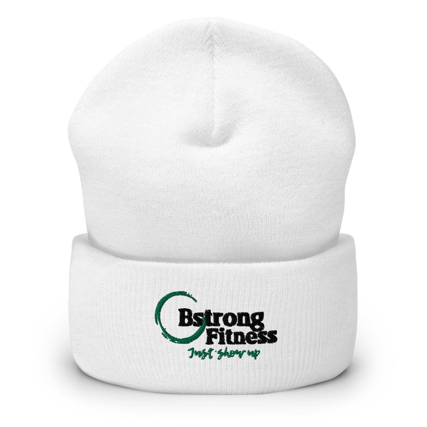 Cuffed Beanie White Classic Logo Green