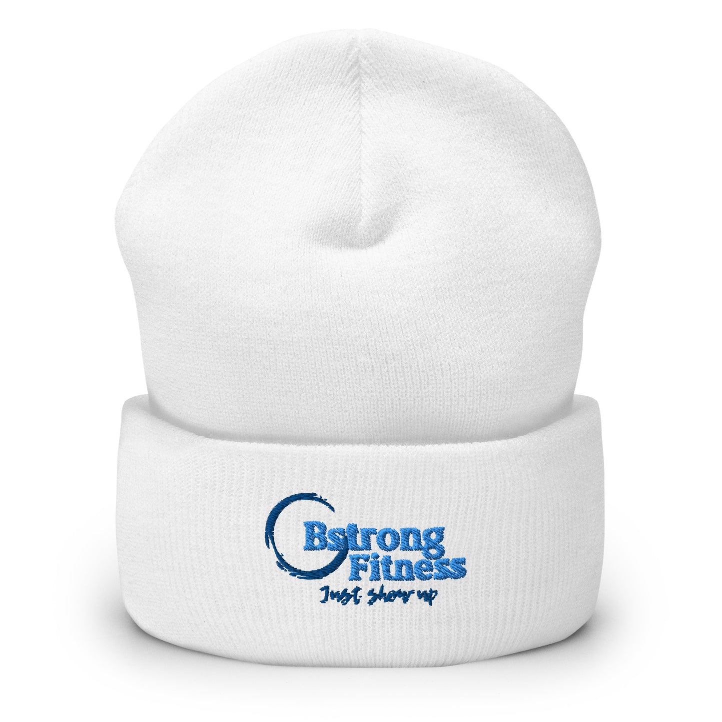 Cuffed Beanie White Classic Logo Blue