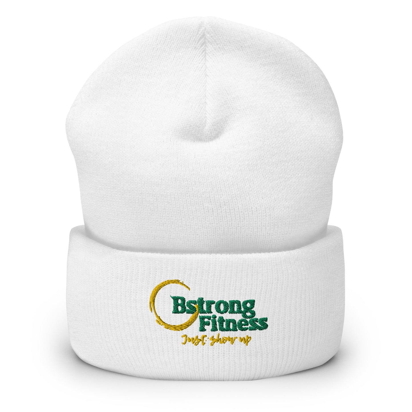 Cuffed Beanie White Classic Logo Green and Yellow