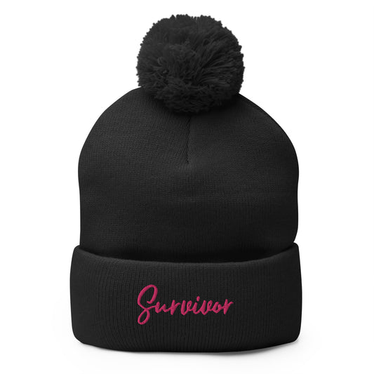 Pom-Pom Beanie Survivor Black