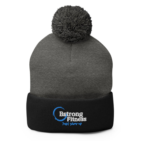 Pom-Pom Beanie Black and Grey