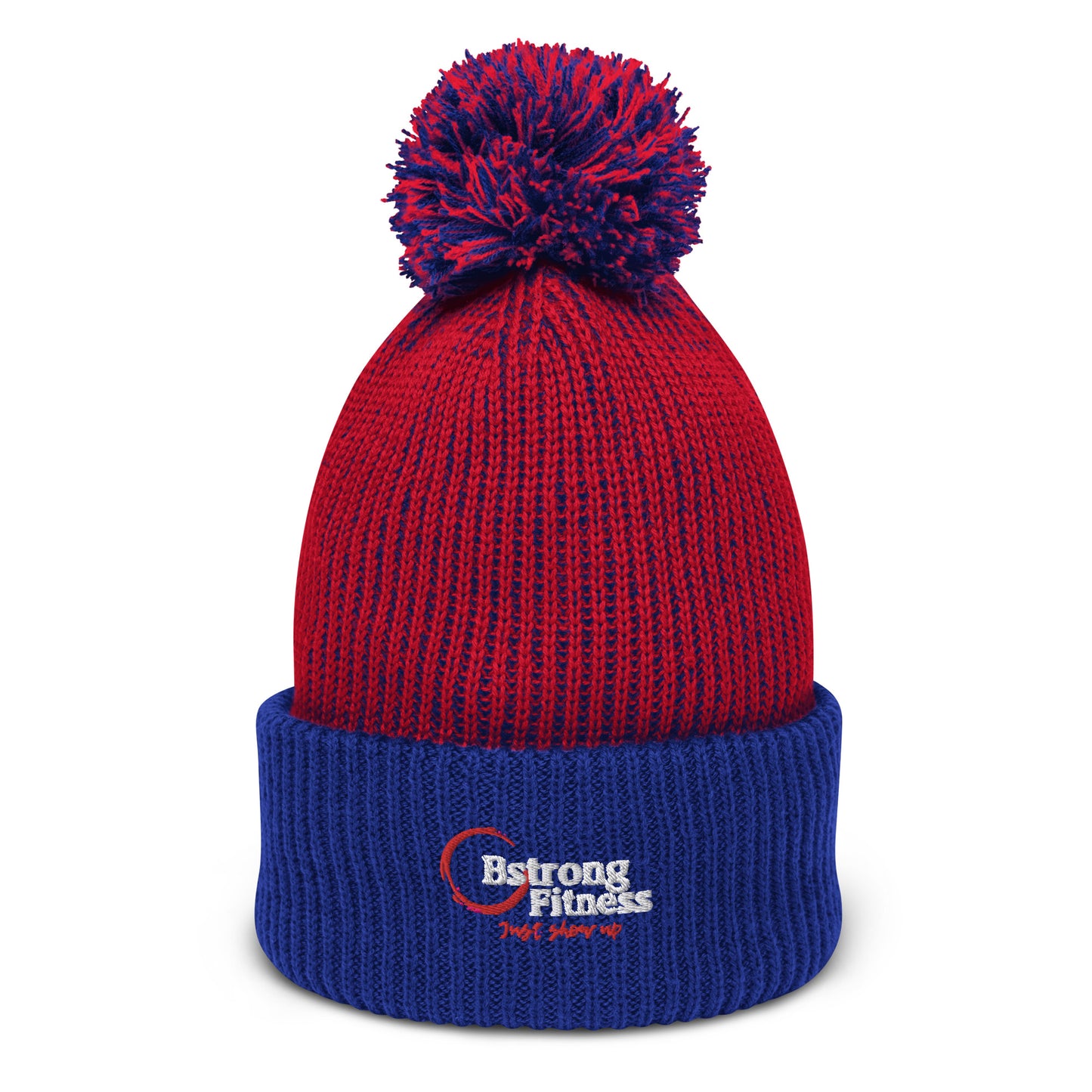 Pom-Pom Beanie Red and Blue Classic Logo